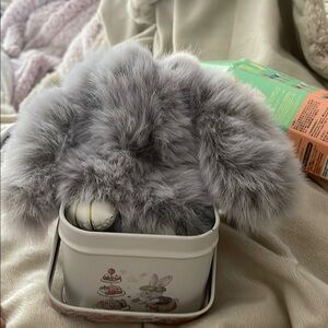 Fluffy Gray bunny lulu keychain from Sweetlife